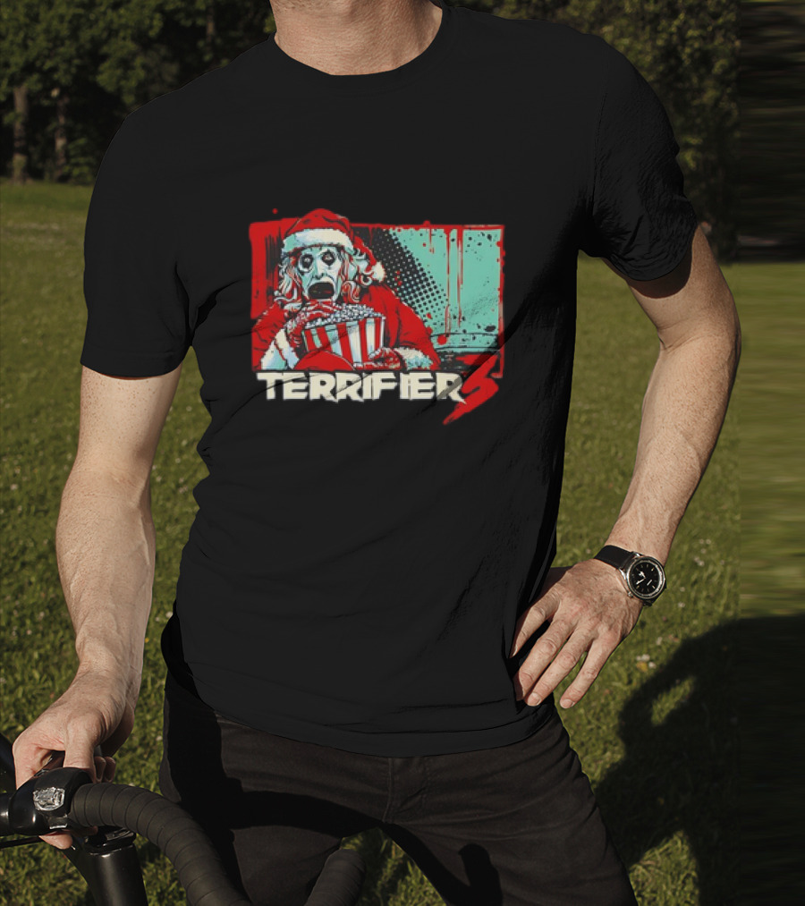 Terrifier 3 Santa Popcorn Horror Scene T-Shirt