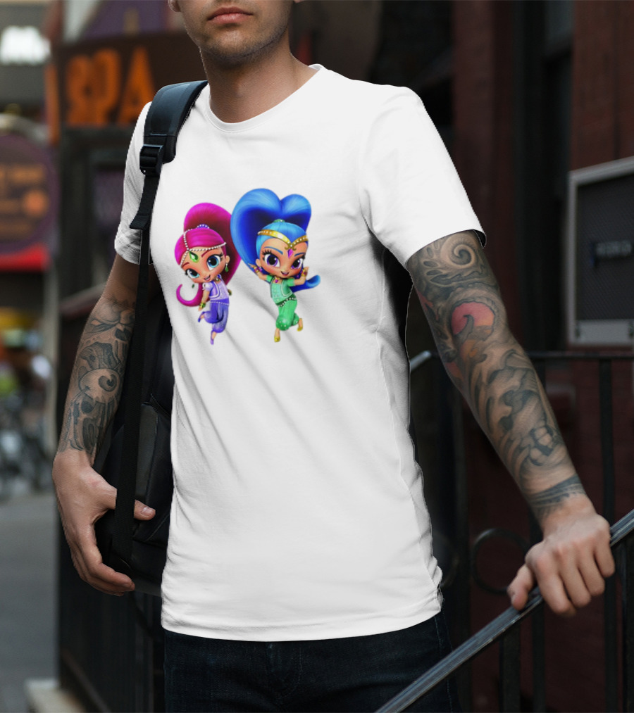Shimmer And Shine Cartoon Girl Friend Duo With Vibrant Colors T-Shirt