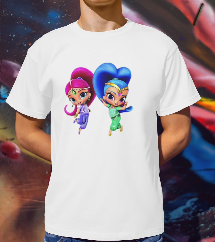 Shimmer And Shine Cartoon Girl Friend Duo With Vibrant Colors T-Shirt