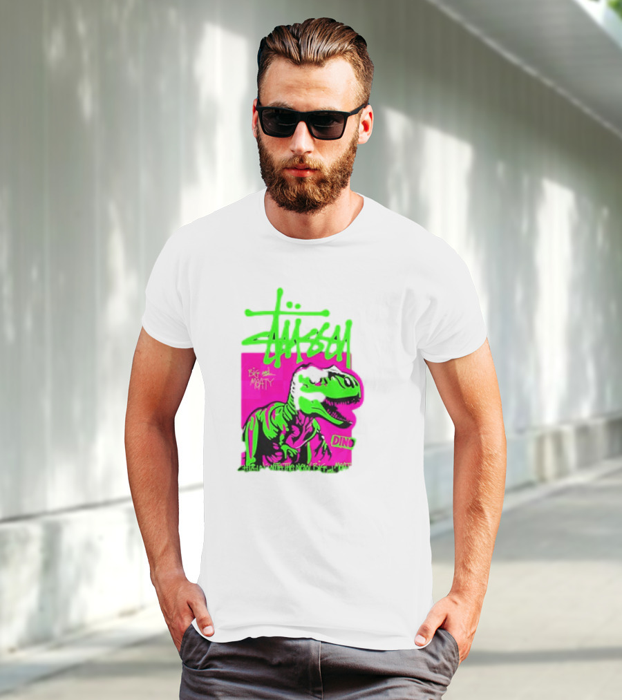 Stussy Big And Meaty Dino Cartoon T-Shirt