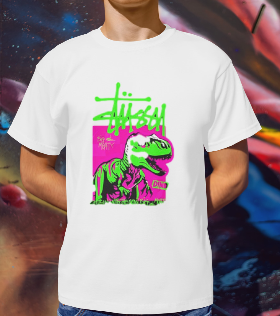 Stussy Big And Meaty Dino Cartoon T-Shirt