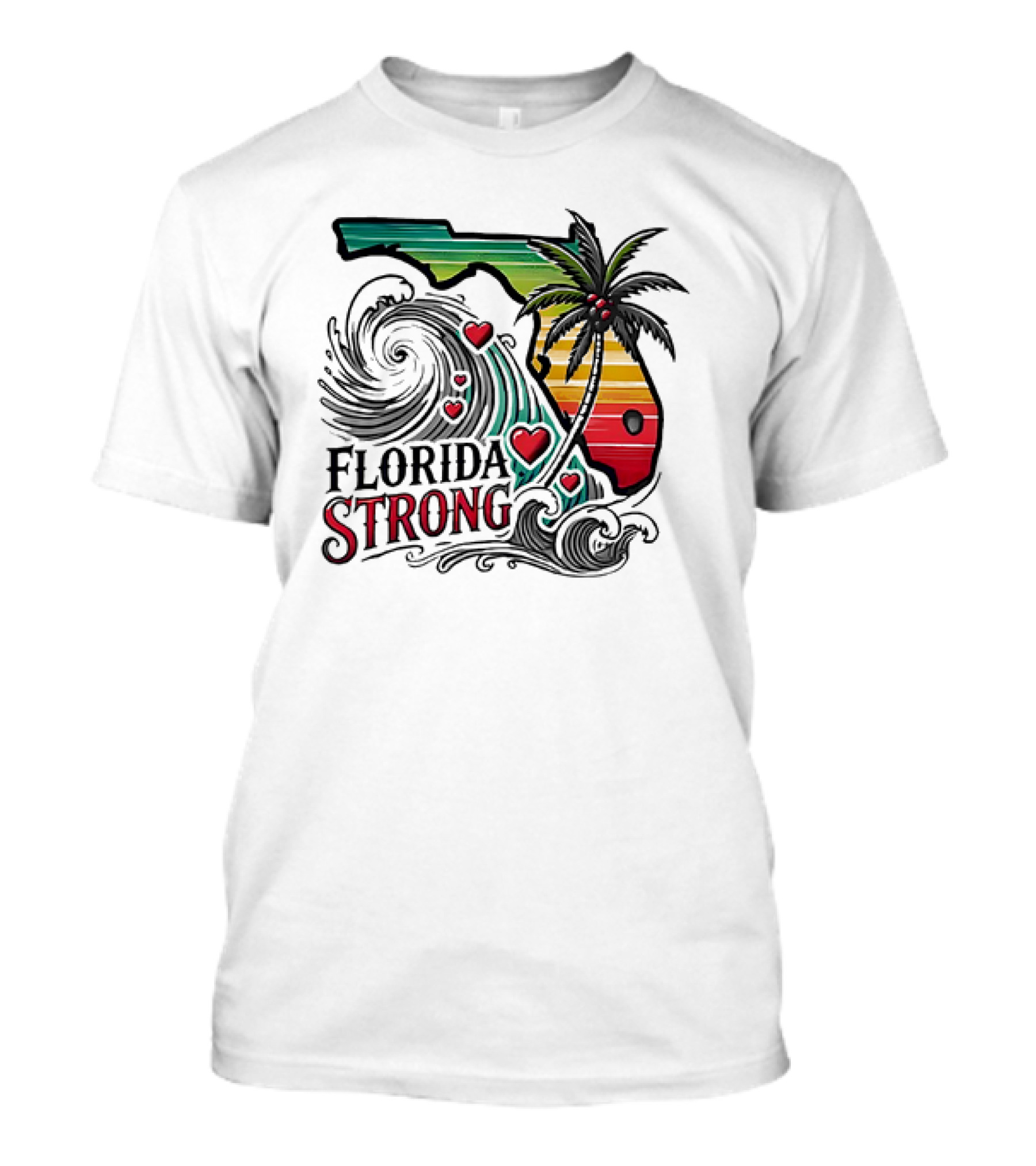 Florida Strong Wave Palm Heart T-Shirt