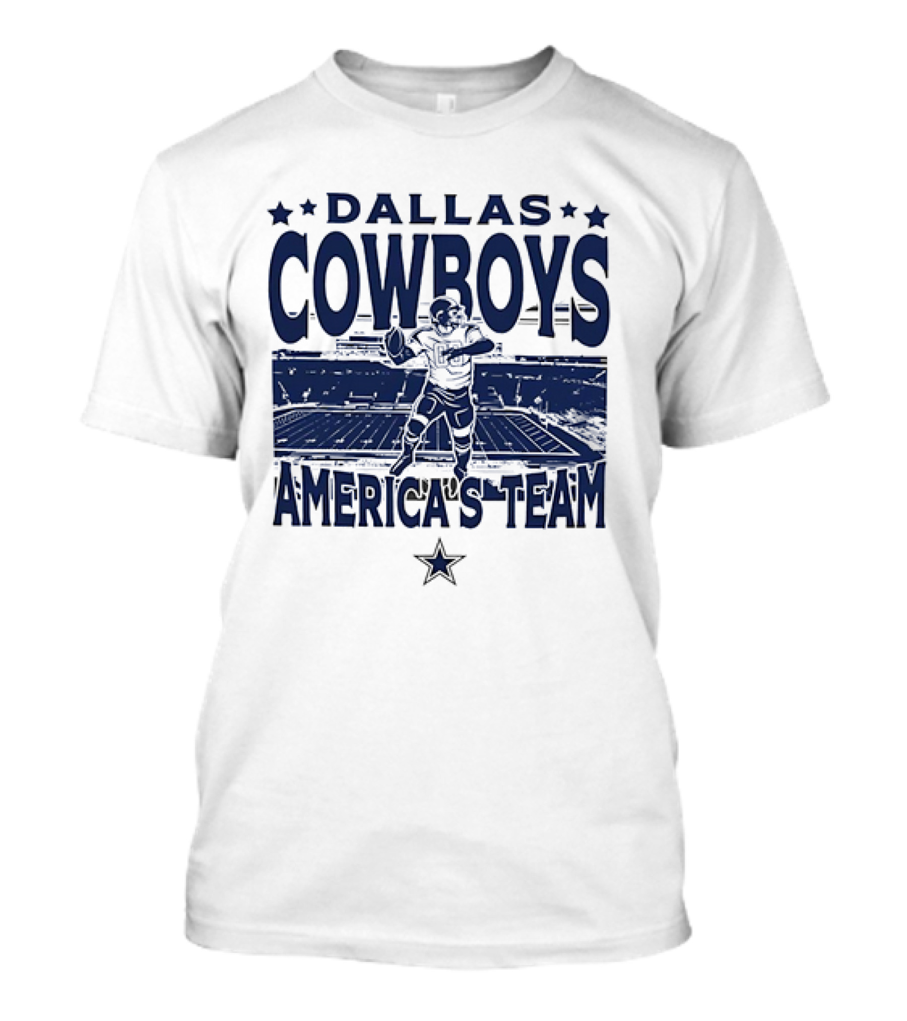 Dallas Cowboys America's Team Quarterback Stadium Blue T-Shirt