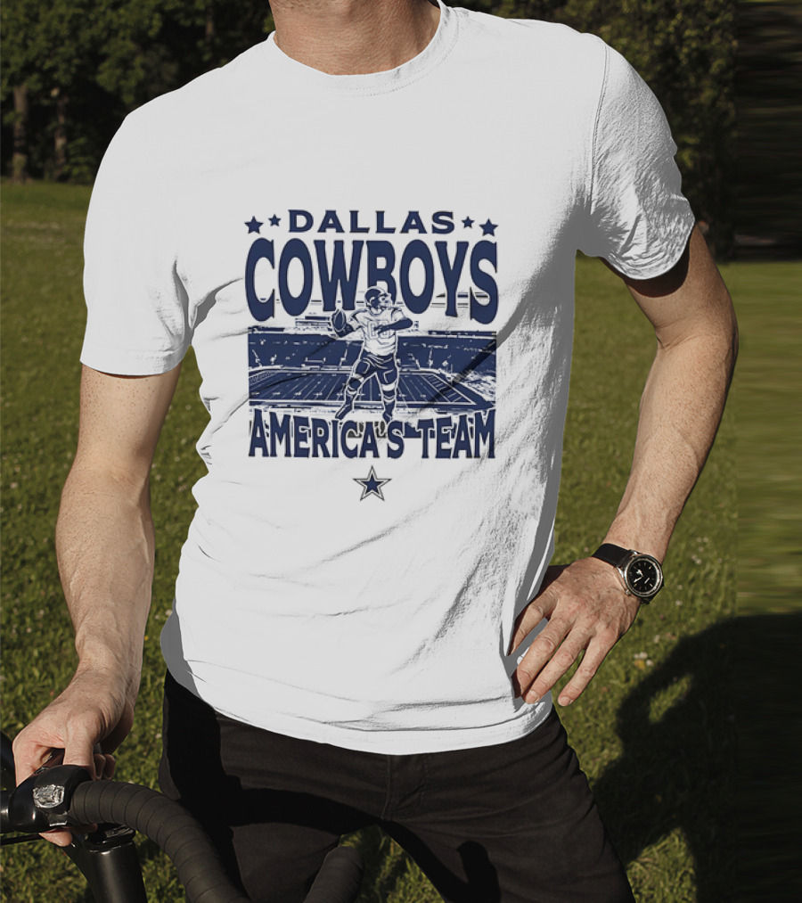 Dallas Cowboys America's Team Quarterback Stadium Blue T-Shirt
