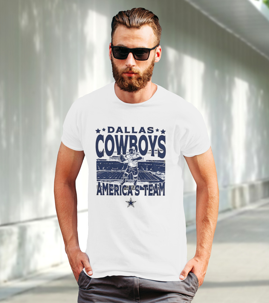 Dallas Cowboys America's Team Quarterback Stadium Blue T-Shirt
