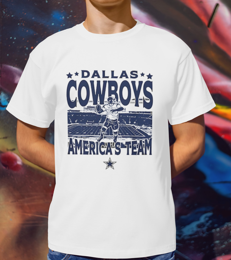 Dallas Cowboys America's Team Quarterback Stadium Blue T-Shirt