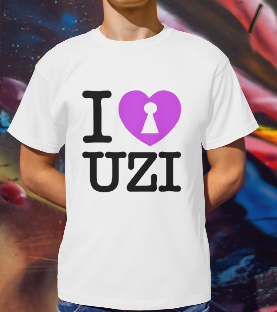 I Heart Uzi Keyhole Symbol In Purple T-Shirt