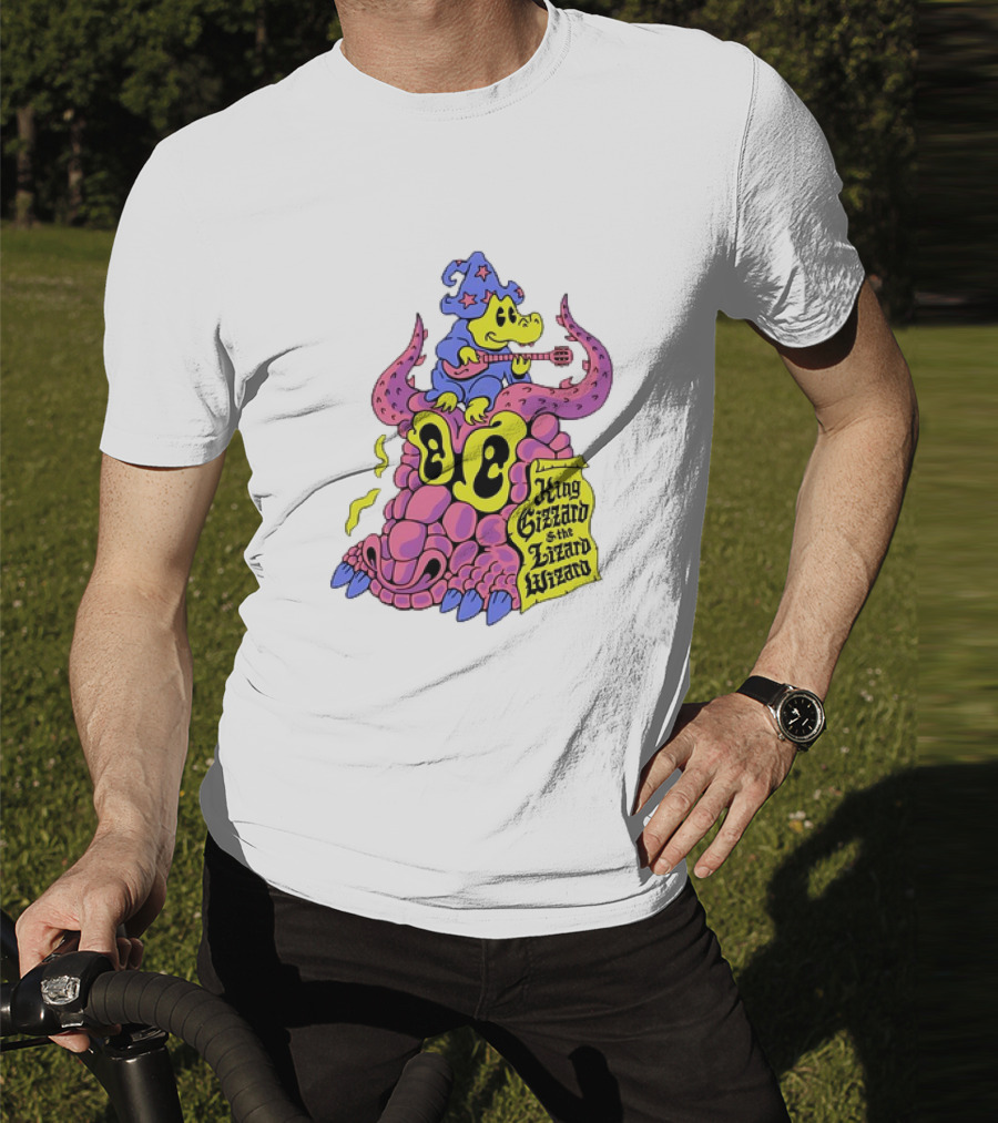 King Gizzard And The Lizard Wizard Gator Wizard Playing Guitar On Monster Head T-Shirt