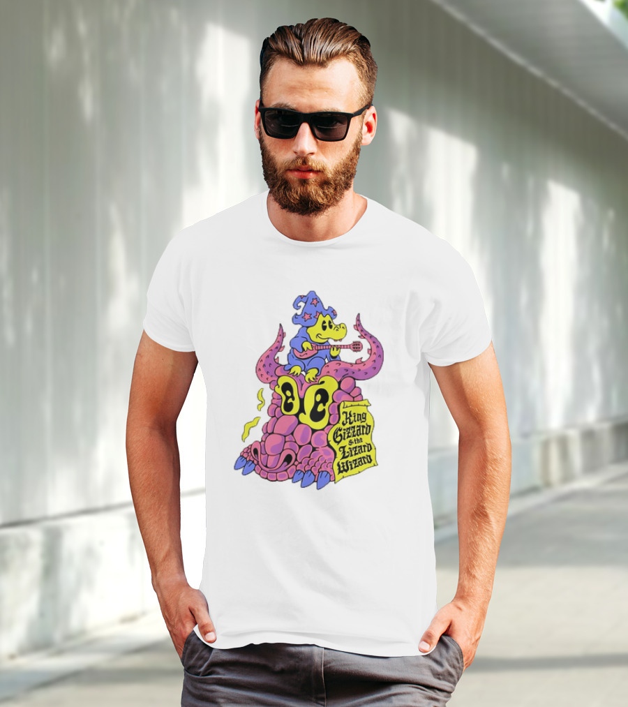 King Gizzard And The Lizard Wizard Gator Wizard Playing Guitar On Monster Head T-Shirt