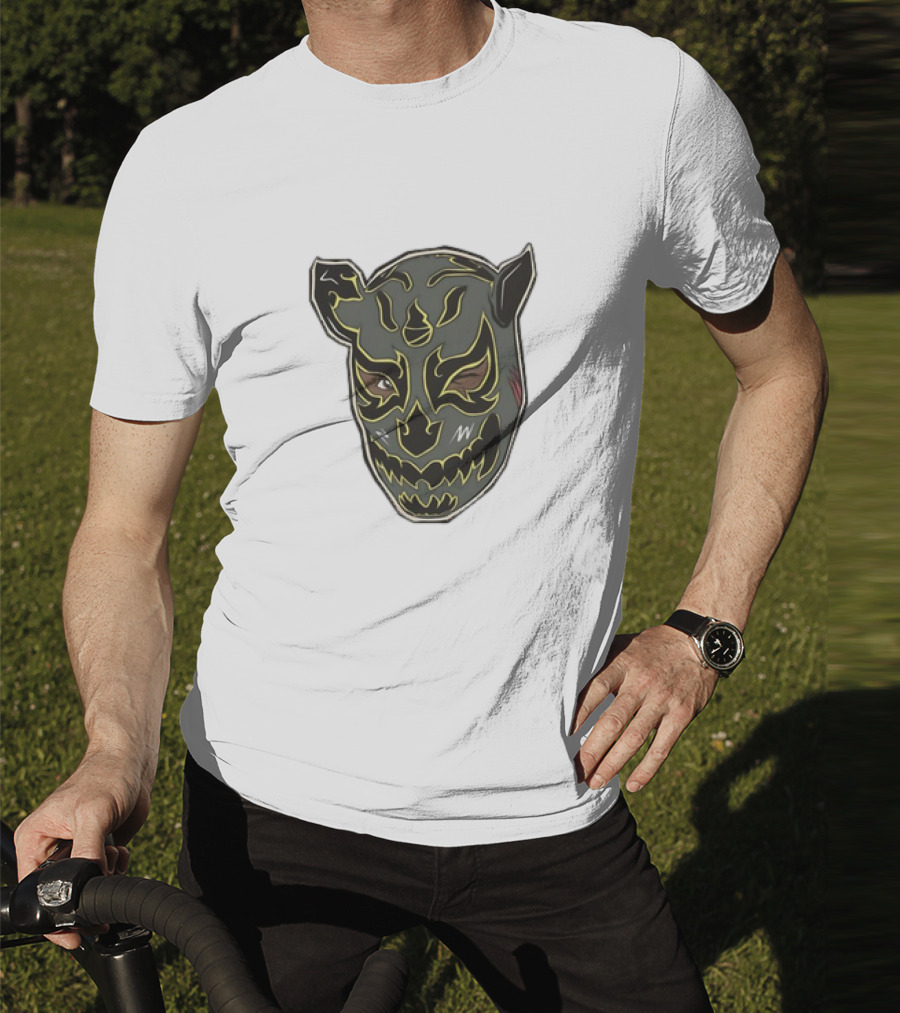 Luchador Black Mask With Grey And Yellow AEW T-Shirt