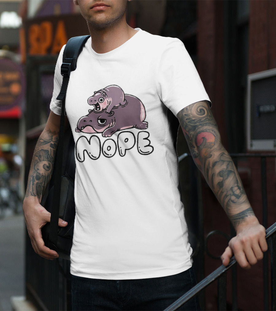 Moo Deng Cute Hippo With Baby Nope T-Shirt