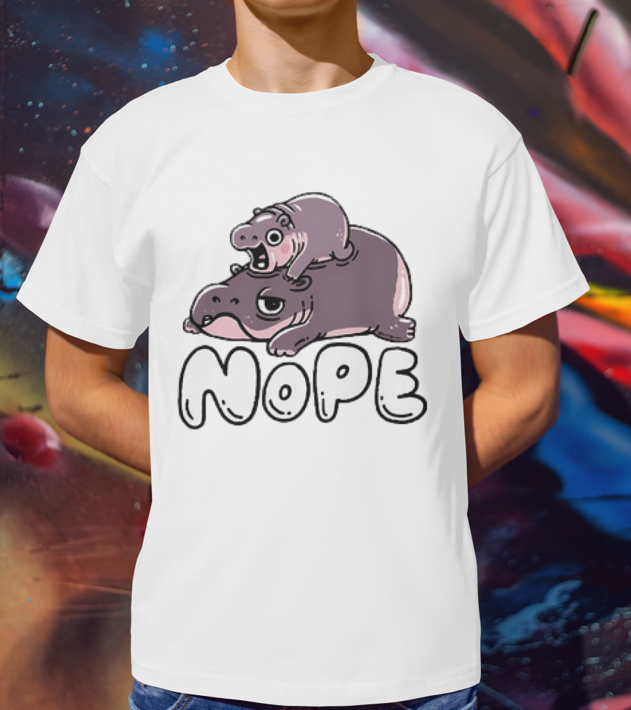 Moo Deng Cute Hippo With Baby Nope T-Shirt