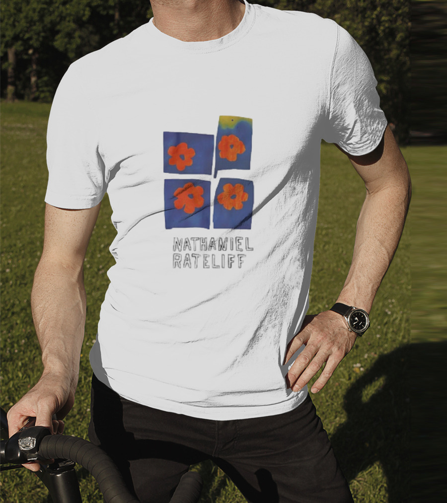 Nathaniel Rateliff Blue Squares Orange Flowers T-Shirt