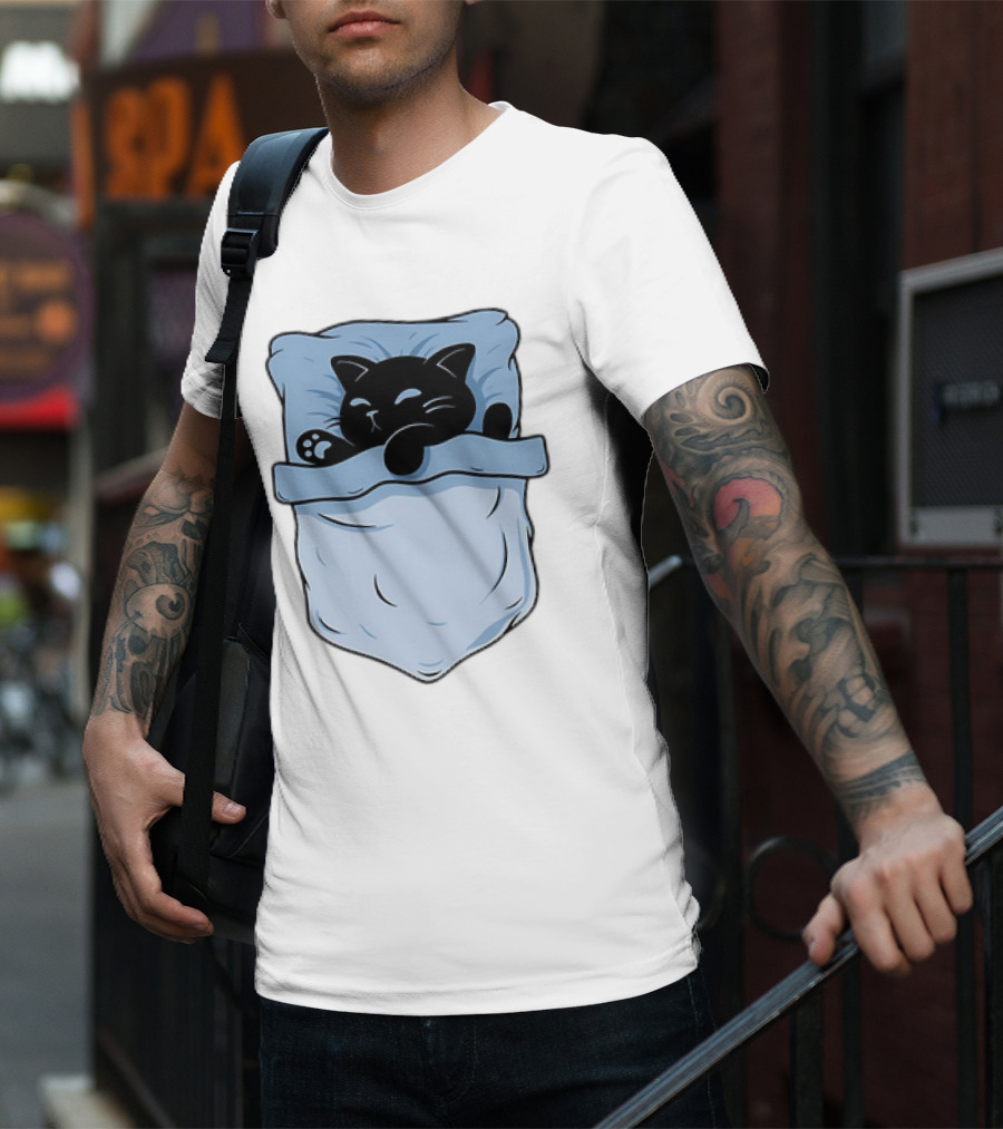 Pocket Nap Sleeping Cat Cuteness Cozy In Your Pocket T-Shirt