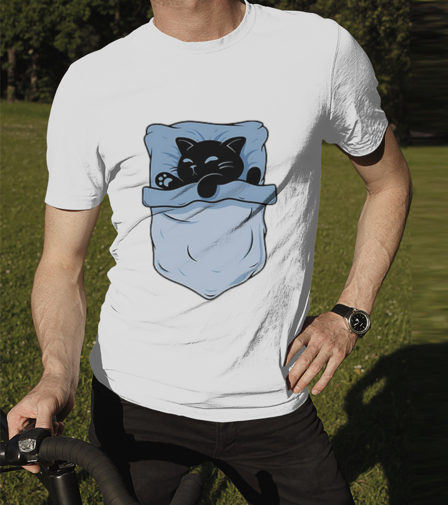 Pocket Nap Sleeping Cat Cuteness Cozy In Your Pocket T-Shirt