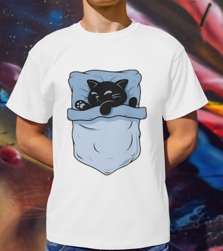 Pocket Nap Sleeping Cat Cuteness Cozy In Your Pocket T-Shirt