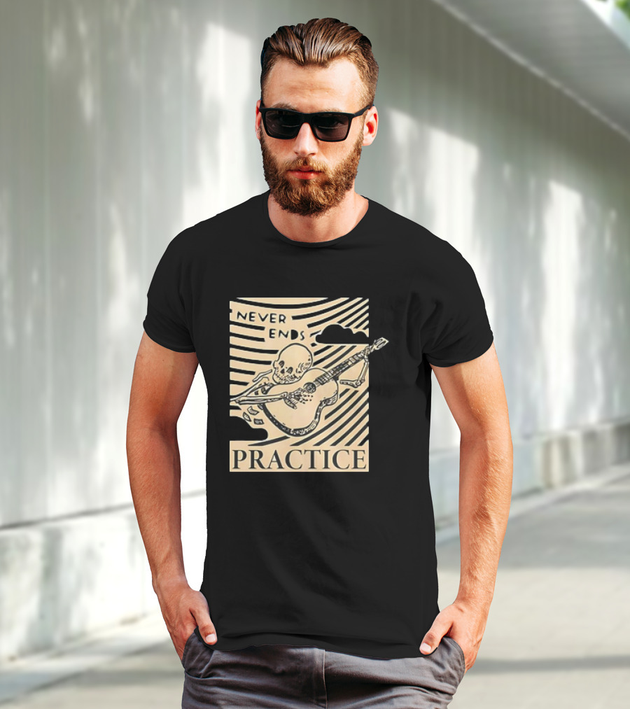 Lindy Day Never Ends Practice Skeleton Guitar T-Shirt