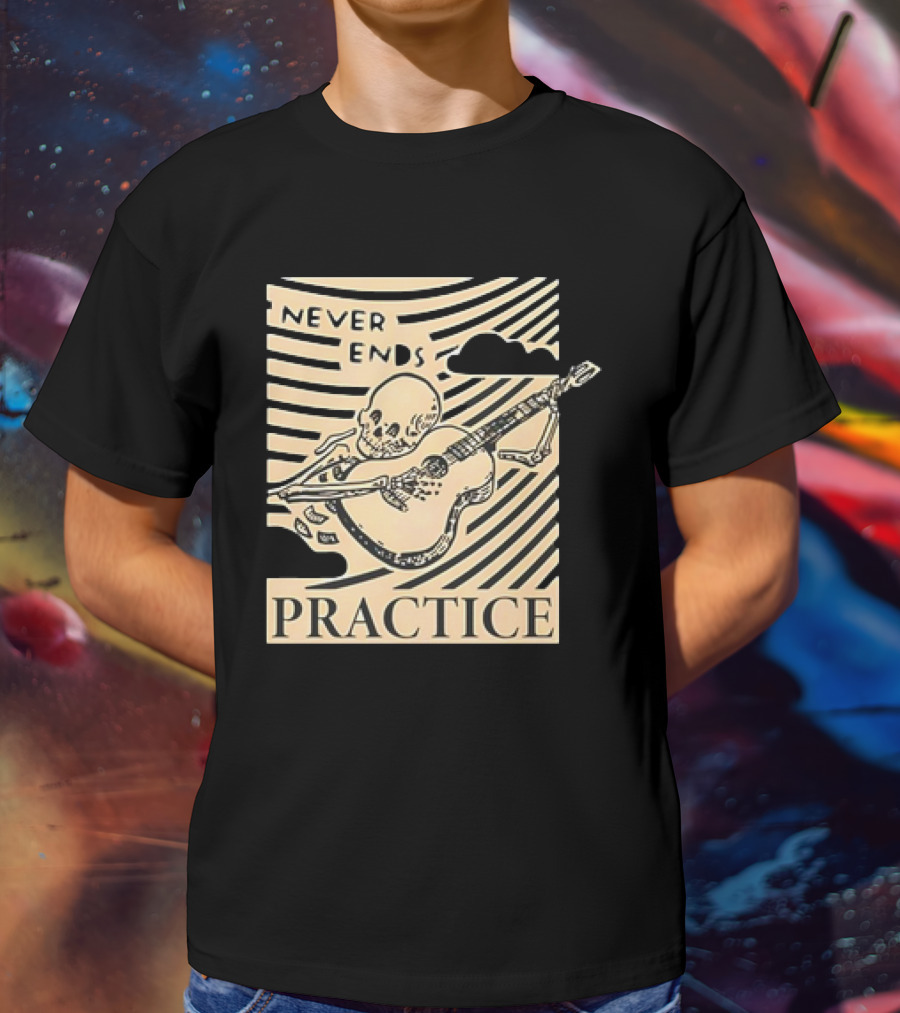 Lindy Day Never Ends Practice Skeleton Guitar T-Shirt