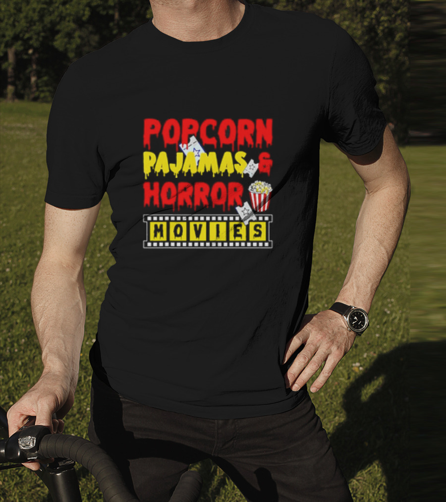 Popcorn Pajamas And Horror Movies T-Shirt