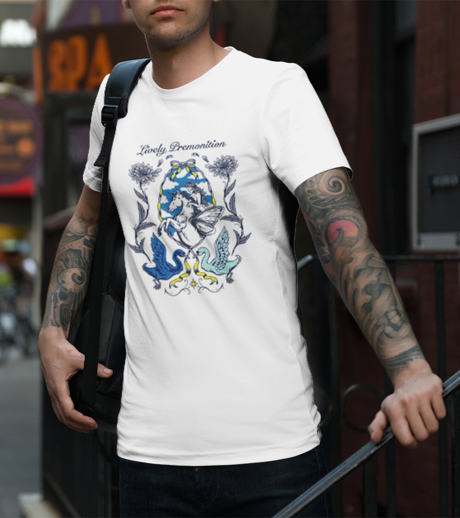 Lively Premonition Unicorn Fairy With Floral Swans T-Shirt