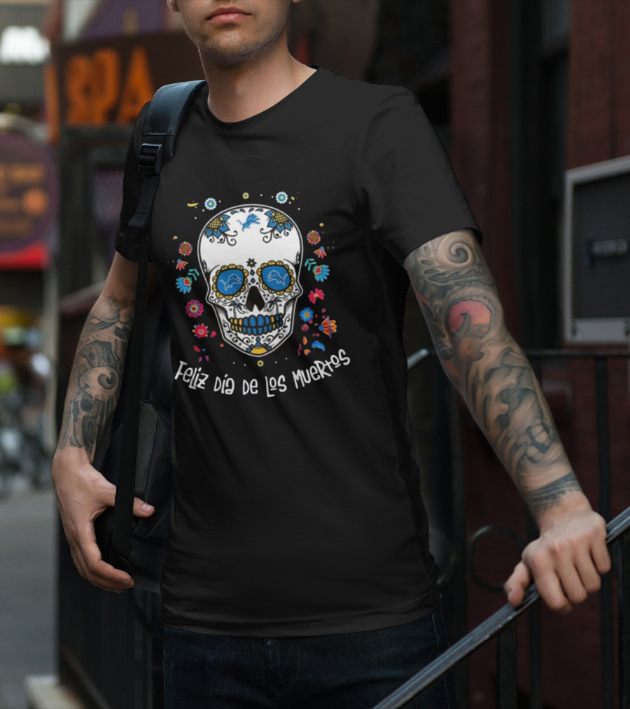 Detroit Lions Feliz Dia De Los Muertos T-Shirt