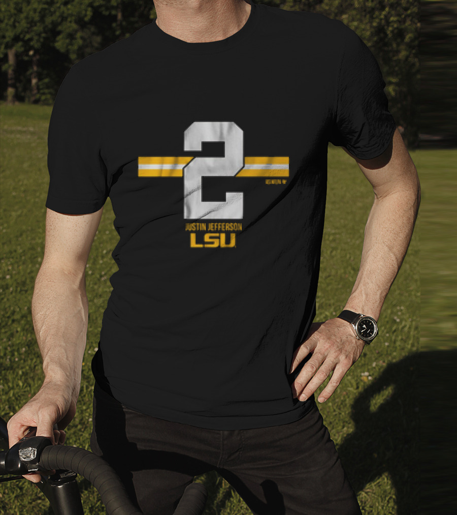 LSU Football Justin Jefferson 2 Stripe Number LSU T-Shirt