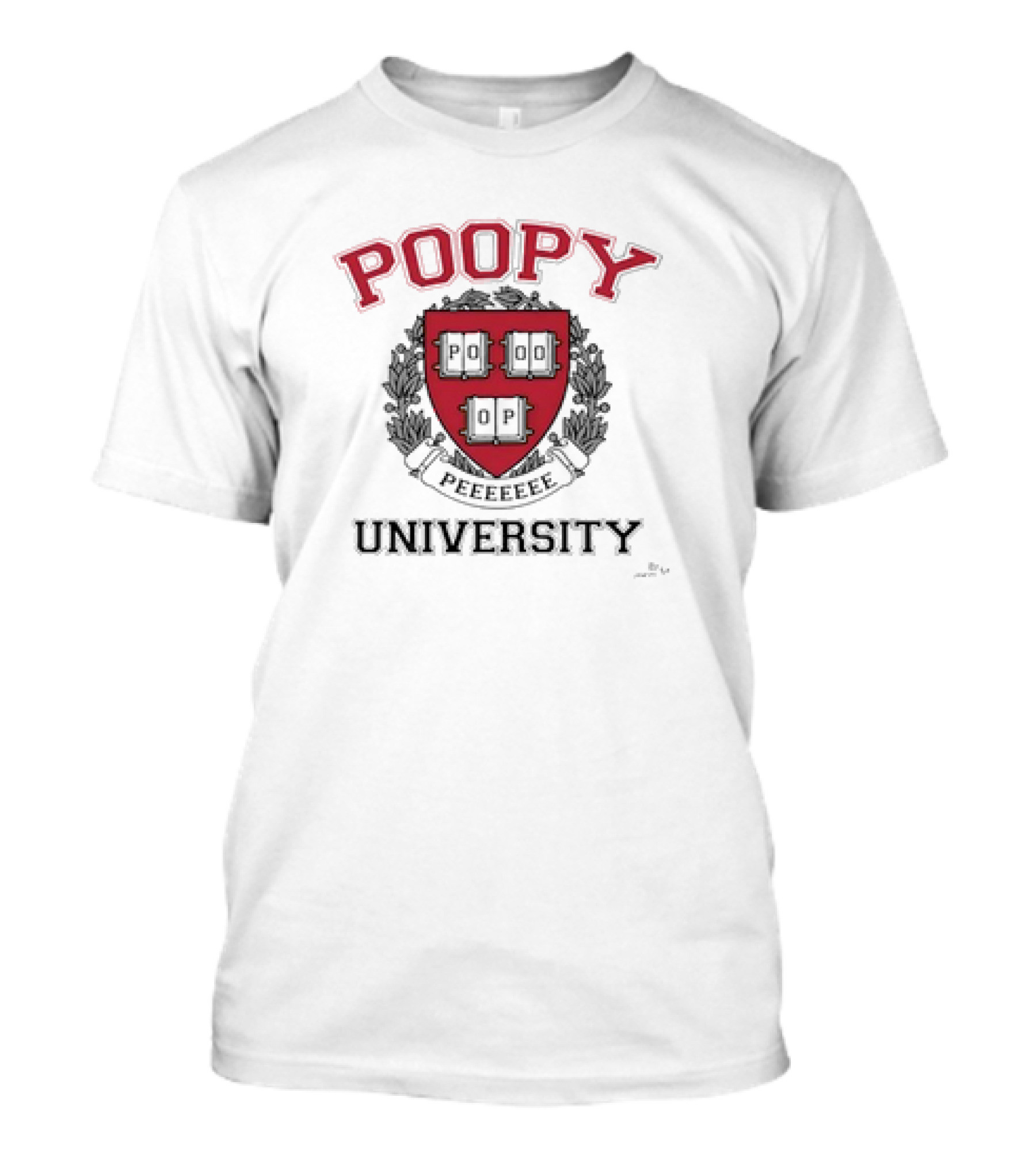Poopy Peeeeeee Parody University Crest Shield Emblem T-Shirt