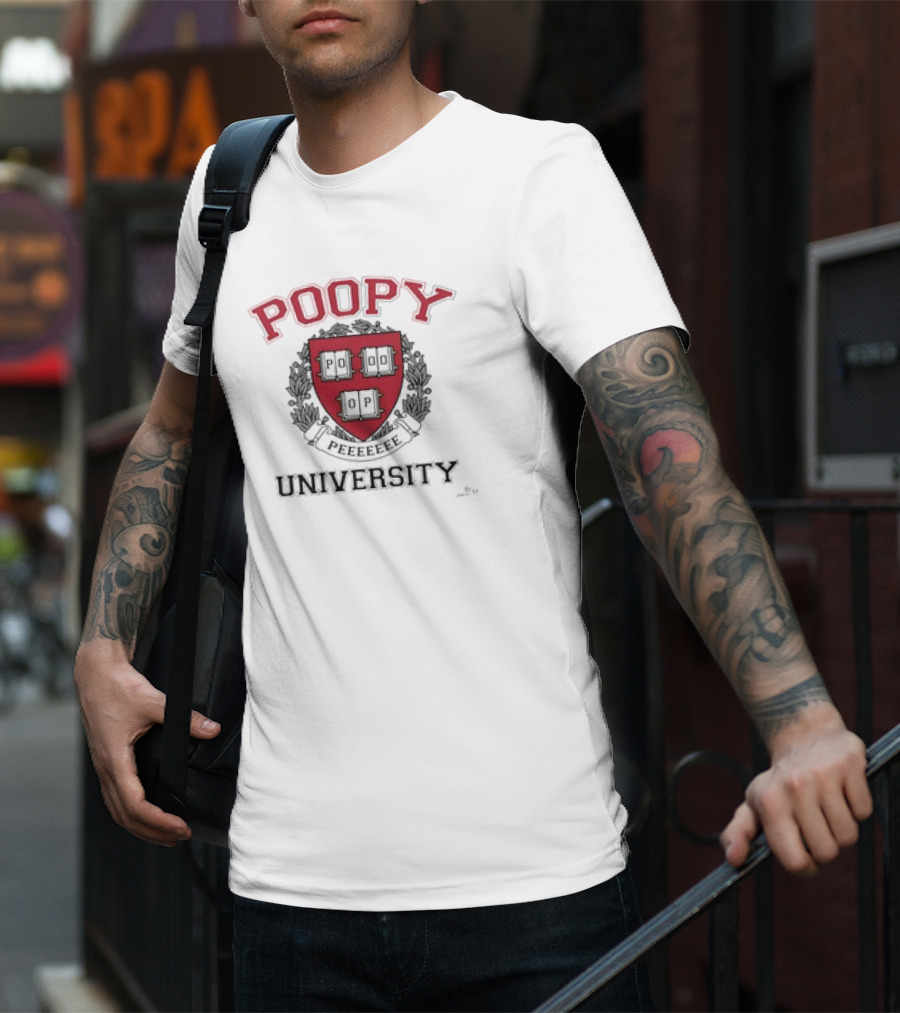 Poopy Peeeeeee Parody University Crest Shield Emblem T-Shirt