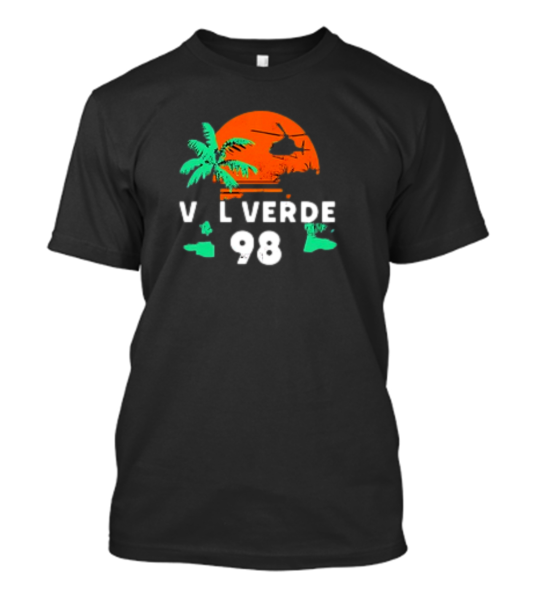 Val Verde 98 Retro Palm And Helicopter Sunset T-Shirt