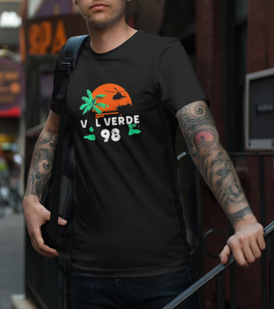 Val Verde 98 Retro Palm And Helicopter Sunset T-Shirt