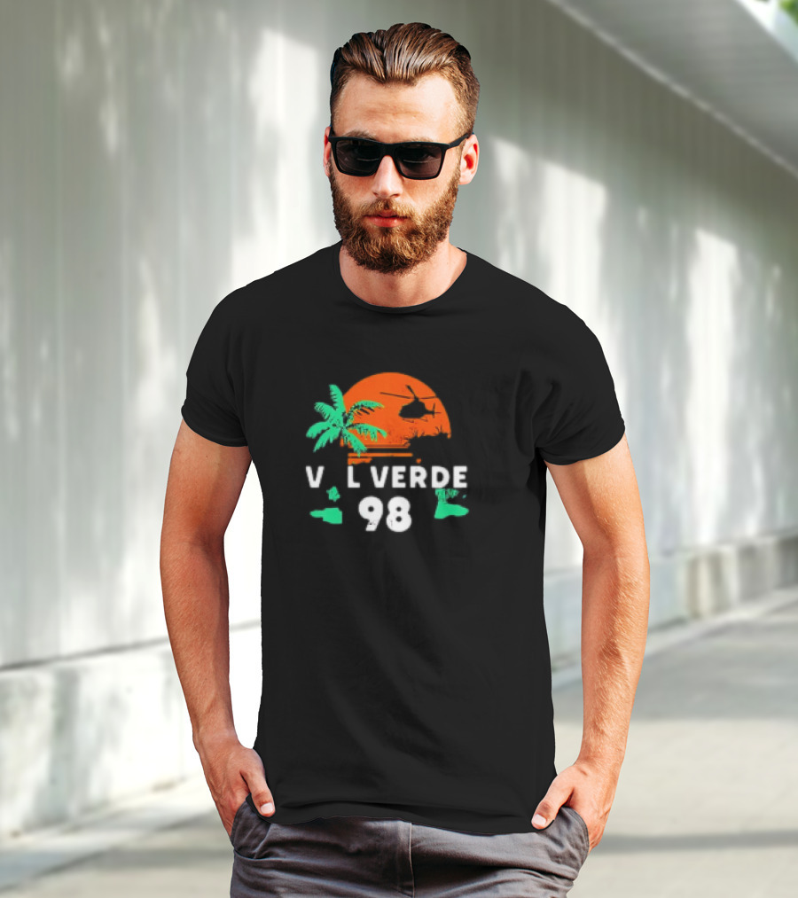 Val Verde 98 Retro Palm And Helicopter Sunset T-Shirt