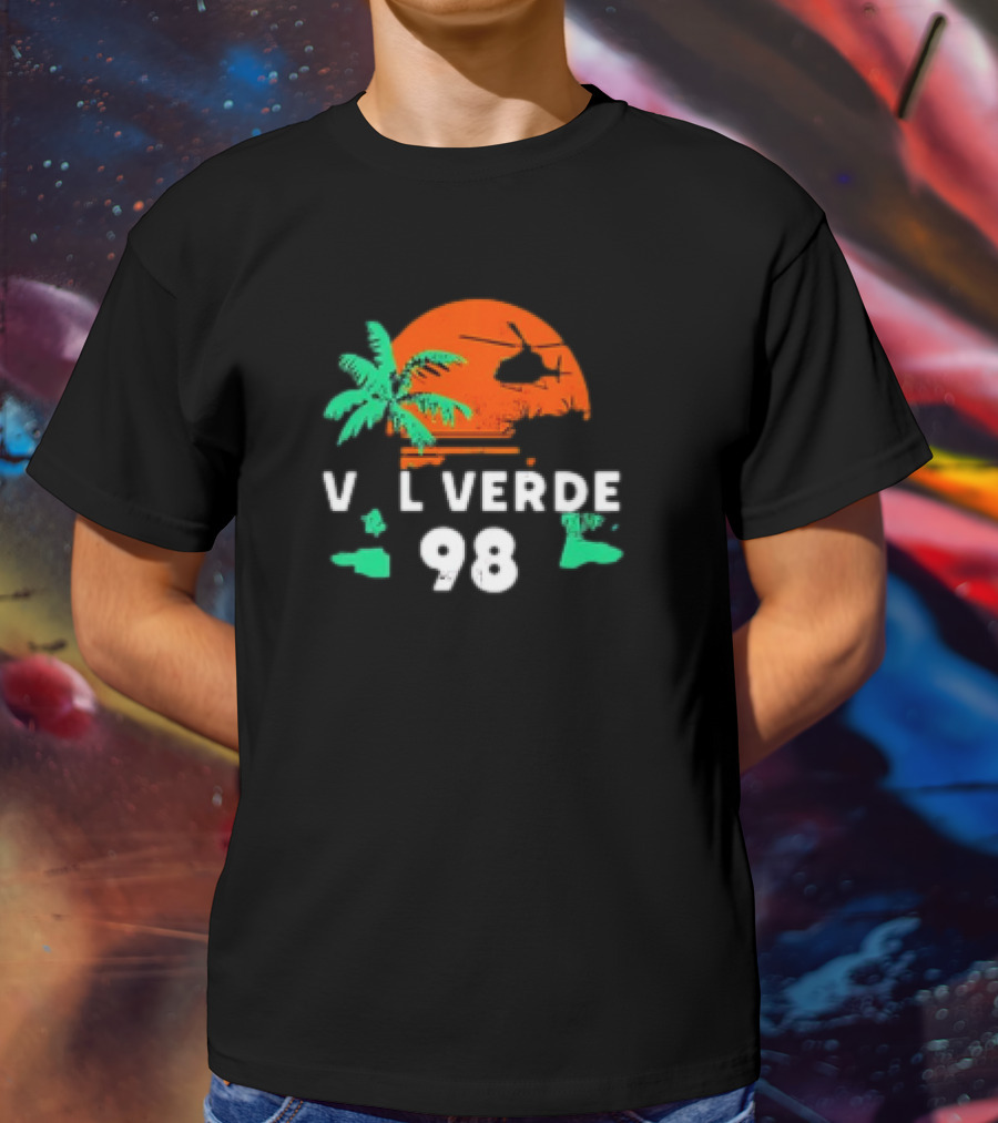 Val Verde 98 Retro Palm And Helicopter Sunset T-Shirt