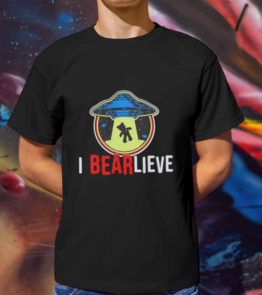 UFO I BEARlieve Alien Abduction Bear Spaceship T-Shirt