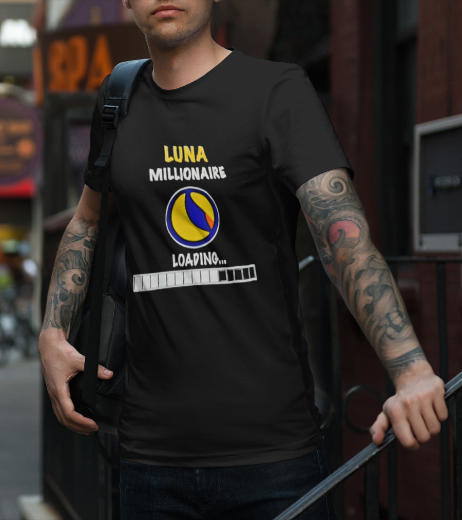 Luna Millionaire Loading Cryptocurrency Symbol Progress Bar T-Shirt