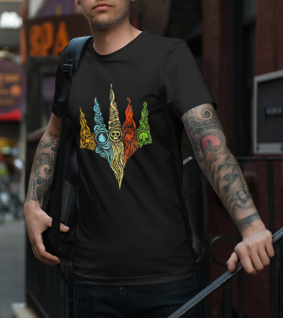 Magic The Gathering Five Mana Symbols Doodle T-Shirt