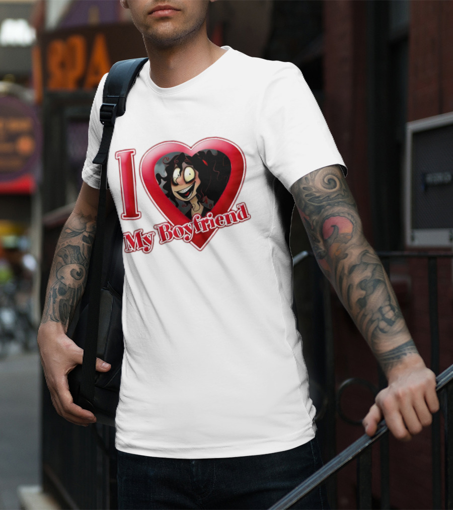 I Love My Boyfriend Heart Cartoon Face T-Shirt