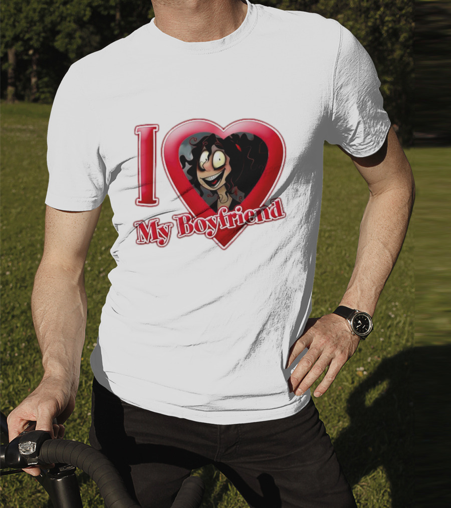 I Love My Boyfriend Heart Cartoon Face T-Shirt