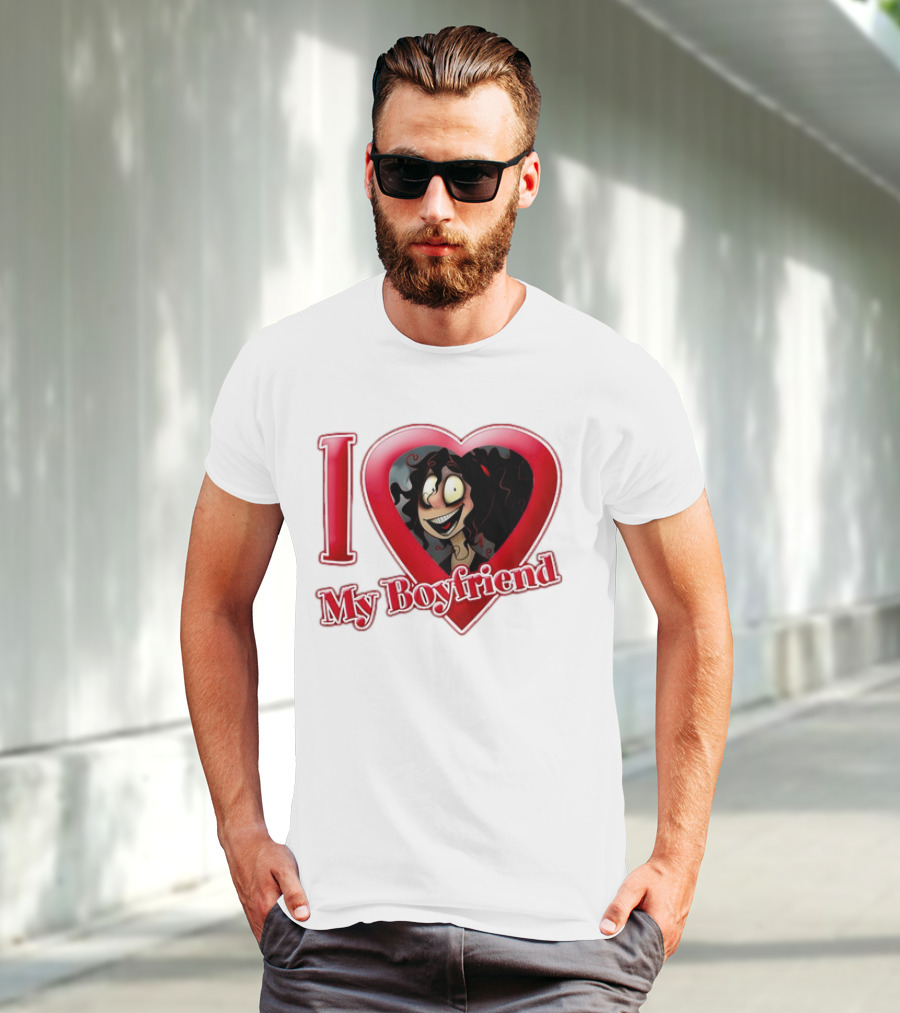 I Love My Boyfriend Heart Cartoon Face T-Shirt