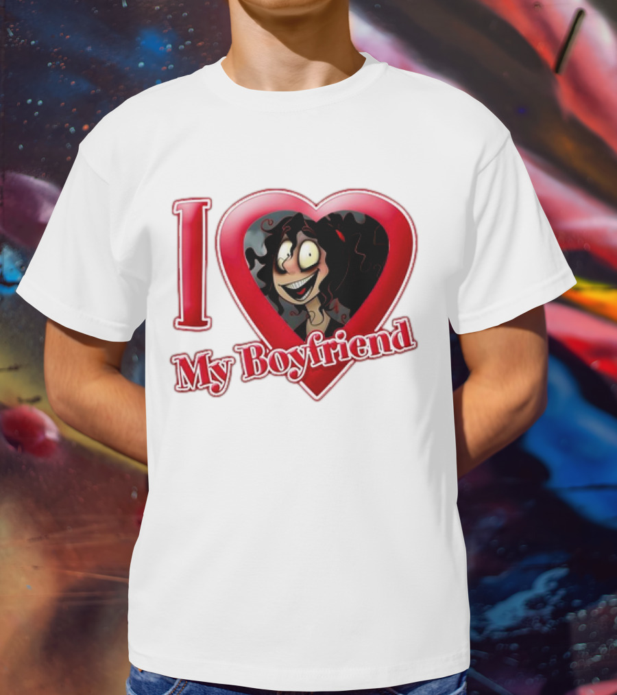 I Love My Boyfriend Heart Cartoon Face T-Shirt