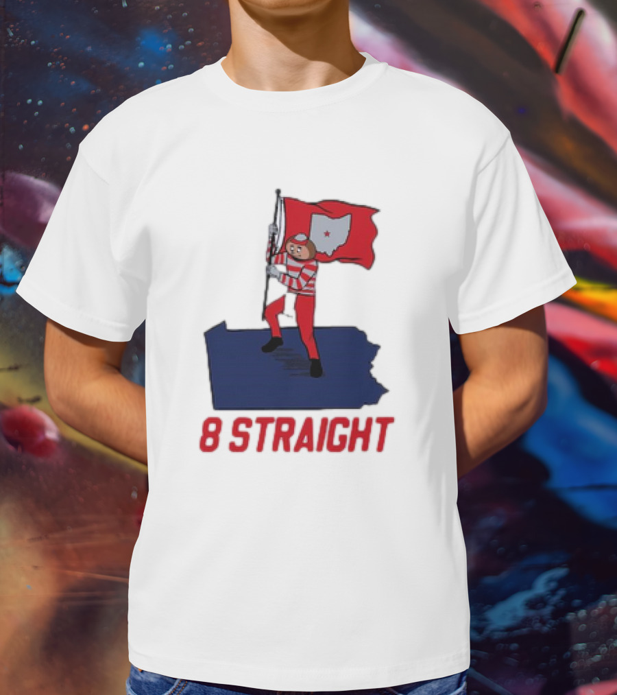 Ohio State Buckeyes Brutus Holding Flag 8 Straight T-Shirt