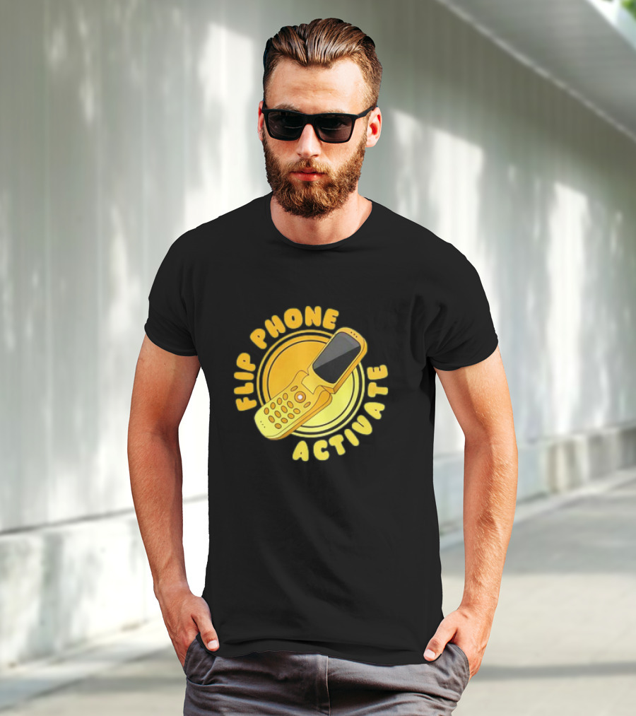 Flip Phone Activate Nostalgic Yellow Flip Mobile T-Shirt