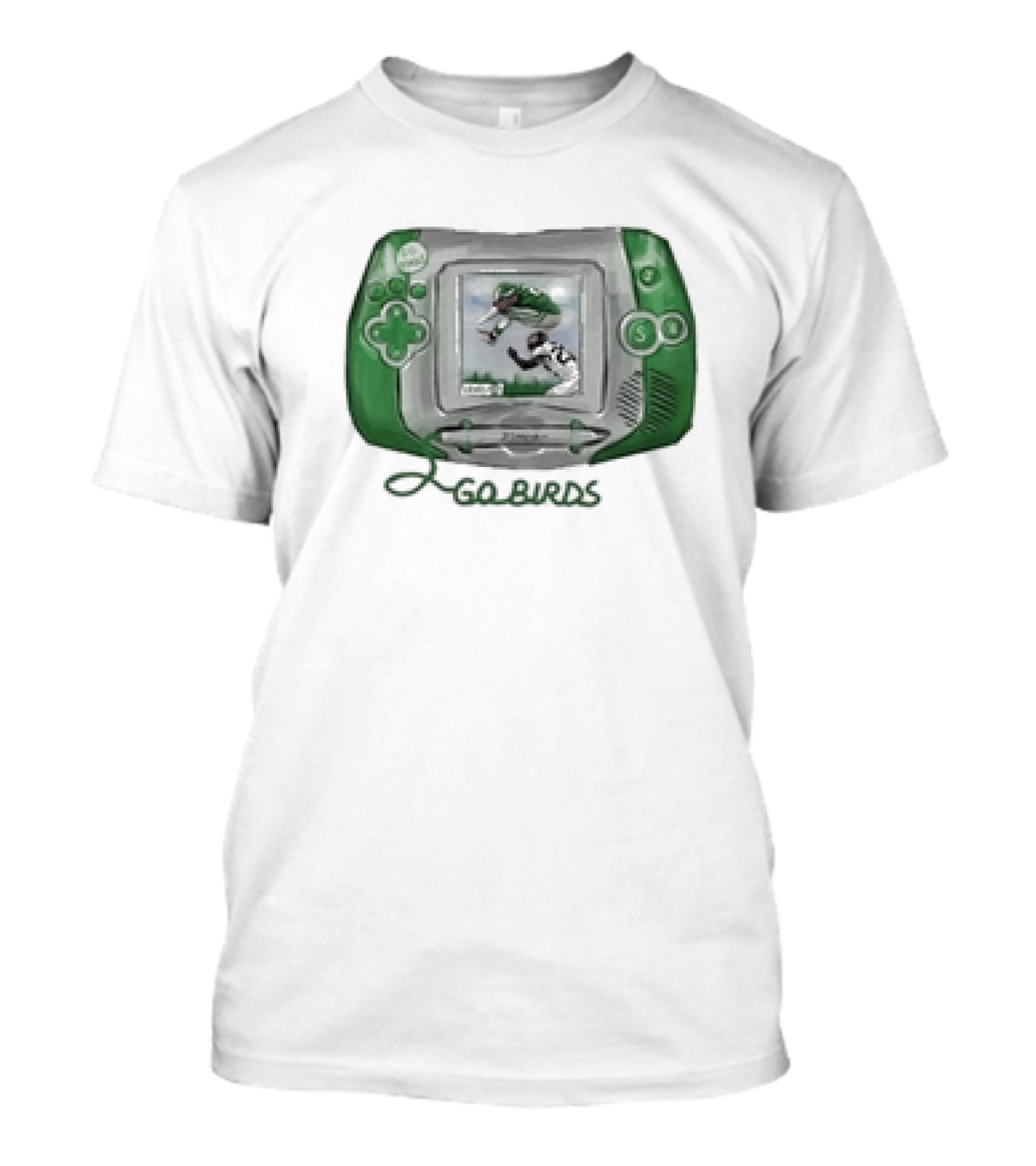 Dhwanisaraiya Go Birds Retro Handheld Console Green Classic Footballer Scene T-Shirt