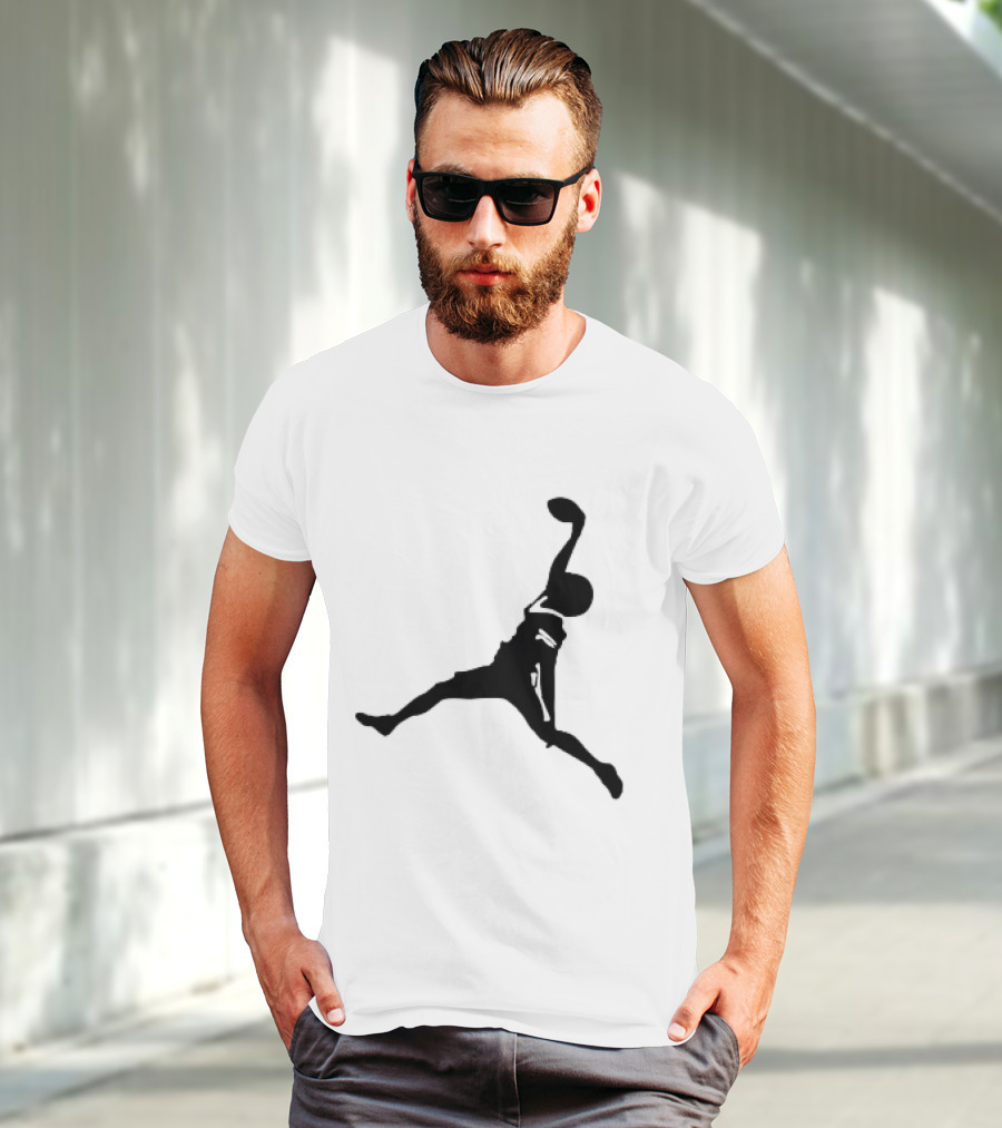GW Catch Jump Silhouette Football Player T-Shirt