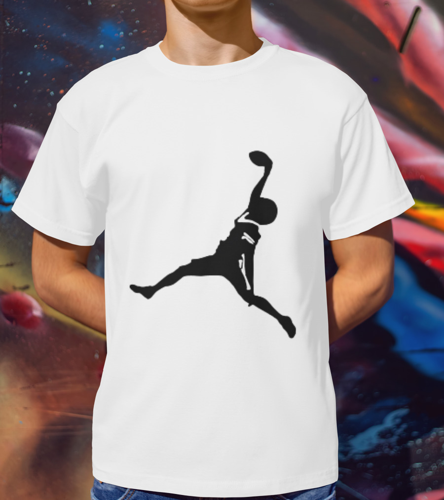 GW Catch Jump Silhouette Football Player T-Shirt