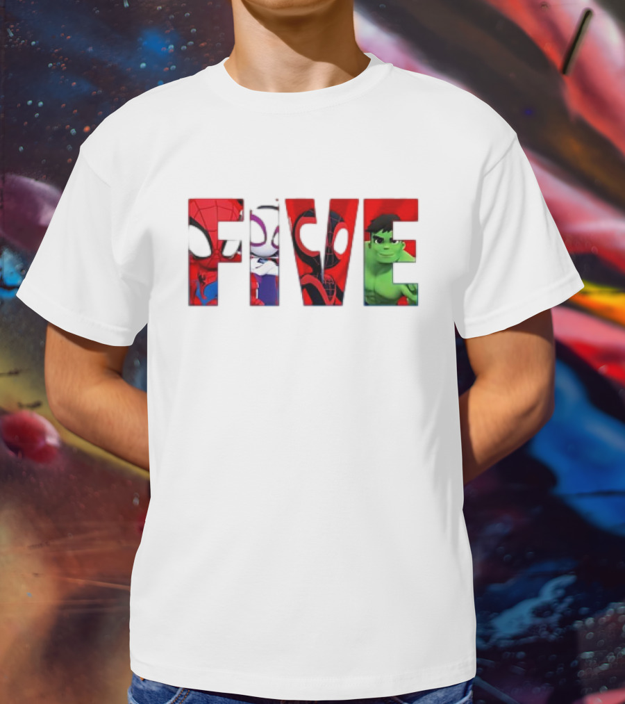 Spiderman Hulk Miles Morales Gwen Stacy Five T-Shirt