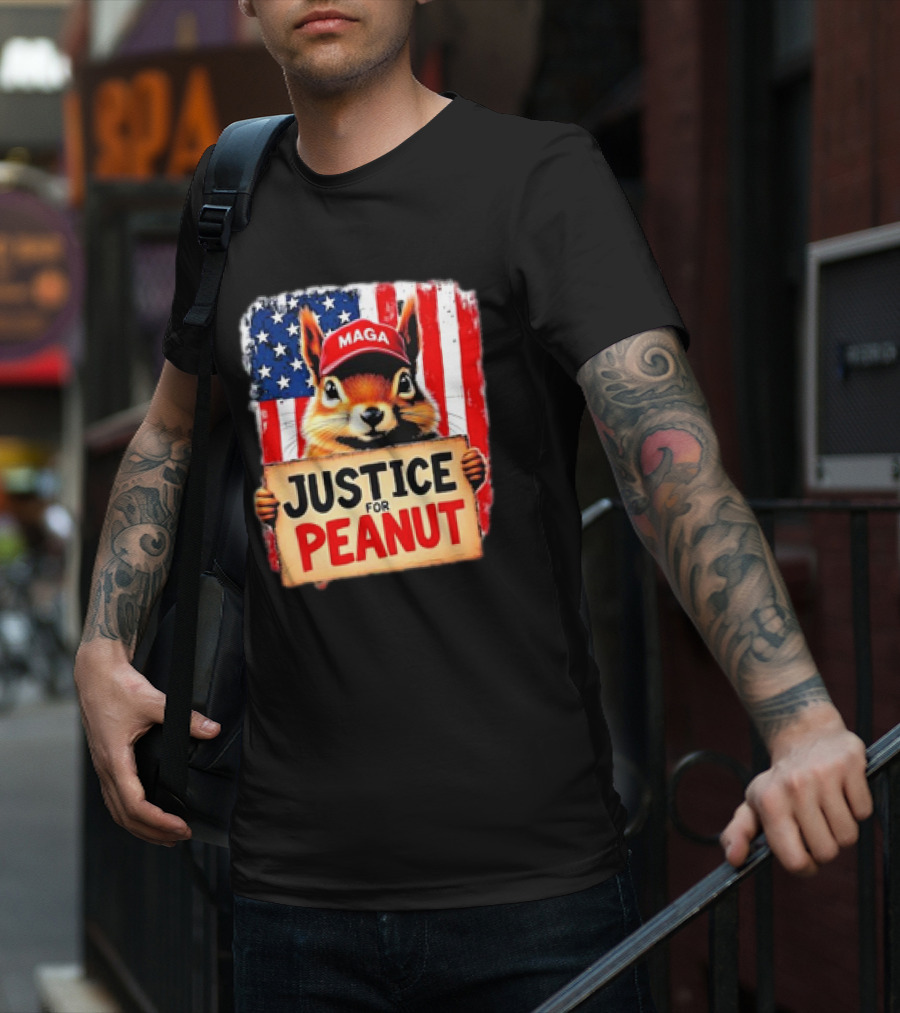 Justice For Peanut The Squirrel MAGA American Flag T-Shirt