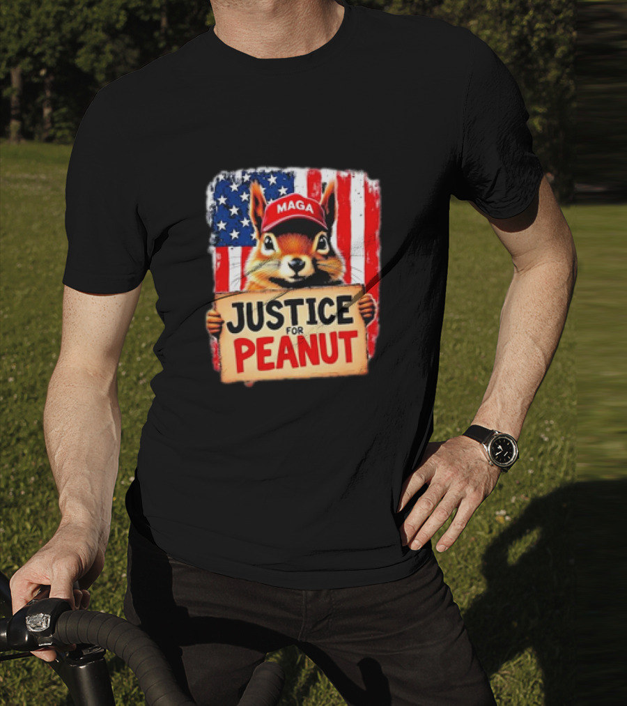 Justice For Peanut The Squirrel MAGA American Flag T-Shirt