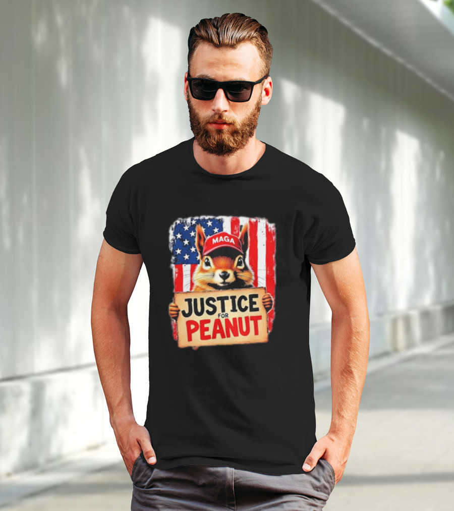 Justice For Peanut The Squirrel MAGA American Flag T-Shirt