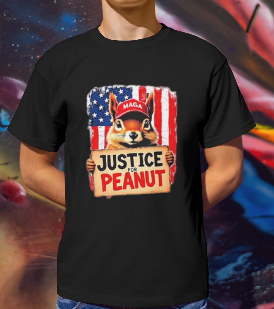 Justice For Peanut The Squirrel MAGA American Flag T-Shirt