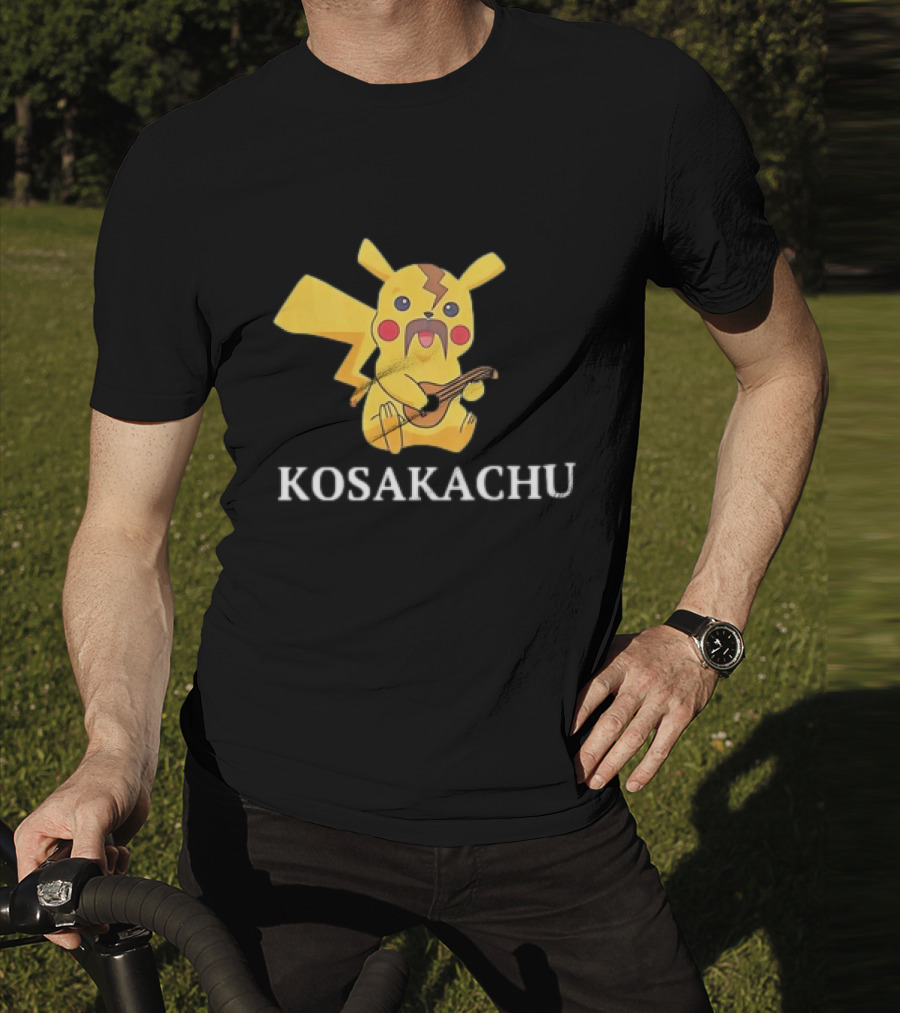 Kosakachu Pikachu Playing Guitar With Moustache T-Shirt
